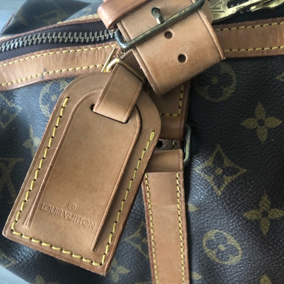 SOLD Louis Vuitton Sac Souple 35 Monogram Canvas Vintage w/ Leather Luggage Tag - Picture 8 of 11